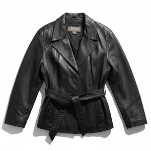 Wilsons Leather Women's Belted Black Jacket